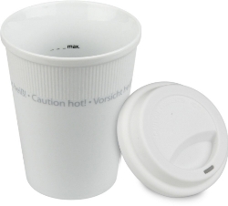 Konitz White Travel Mug w-Lid Set of Two