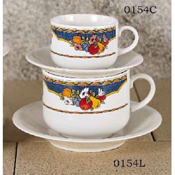 Set of 2 Latte Cups & Saucers - Harvest Design