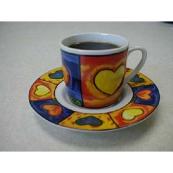 Set of 6 Espresso Demitasse Cups & Saucers - Amore Design