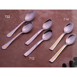 Stainless Steel Espresso Spoons w/Gold - Round Bottom - Set of 12