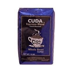 Whole Bean Gourmet Coffee (12oz) - Cuda Espresso Blend Fresh Roasted