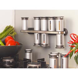 Zevro 14 Piece Magnetic Spice Rack Set - Silver Canisters