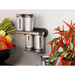 Zevro 8 Piece Magnetic Spice Rack Set - Silver Canisters